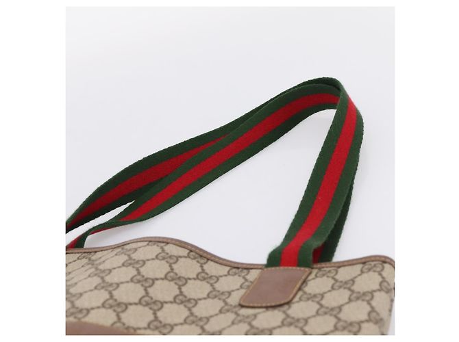 Borsa GUCCI GG Supreme Web Sherry Line PVC Beige Gold 002 58 6487 Auth 207465A D'oro - vista 8