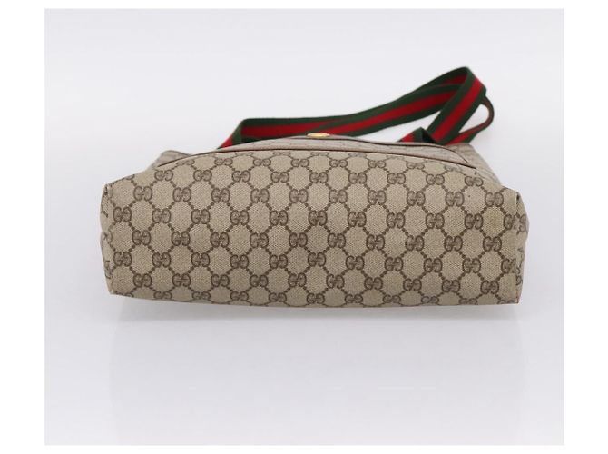 Borsa GUCCI GG Supreme Web Sherry Line PVC Beige Gold 002 58 6487 Auth 207465A D'oro - vista 9