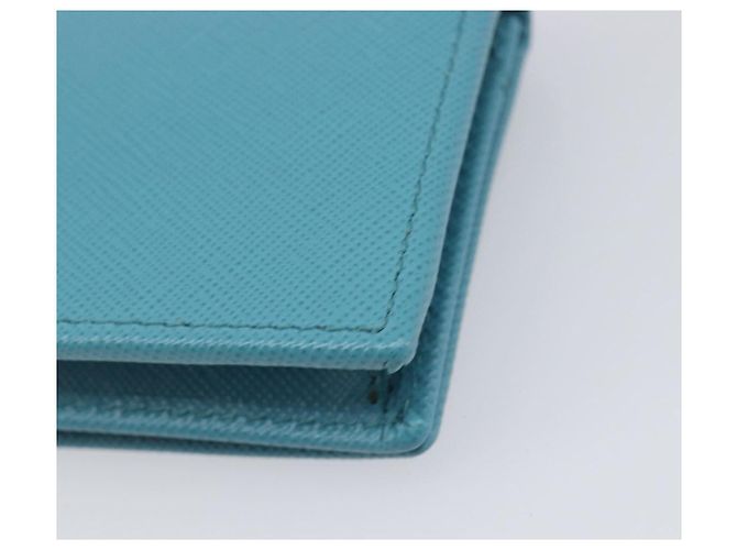 Tarjetero PRADA piel Saffiano Turquoise Blue Gold Auth BA16080A Dorado Turquesa - vista 10