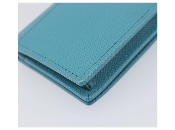 Tarjetero PRADA piel Saffiano Turquoise Blue Gold Auth BA16080A Dorado Turquesa - vista 11