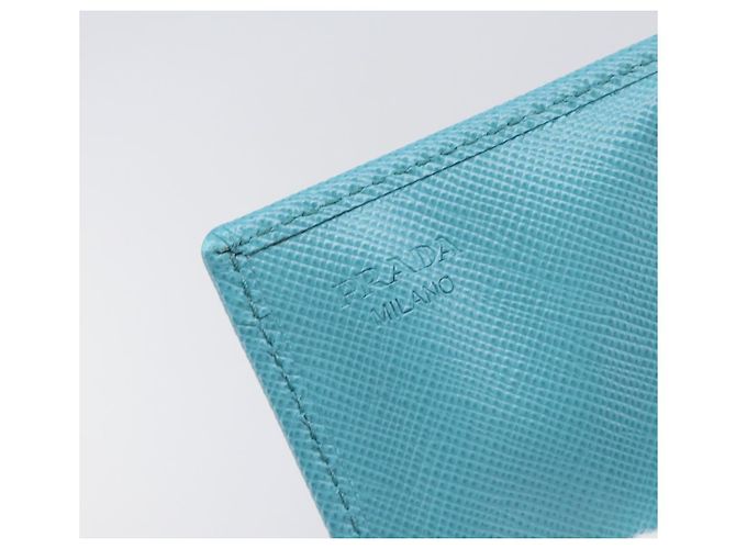 Tarjetero PRADA piel Saffiano Turquoise Blue Gold Auth BA16080A Dorado Turquesa - vista 14