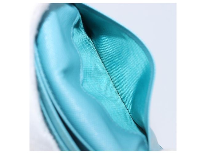 Tarjetero PRADA piel Saffiano Turquoise Blue Gold Auth BA16080A Dorado Turquesa - vista 15