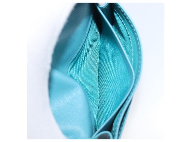Tarjetero PRADA piel Saffiano Turquoise Blue Gold Auth BA16080A Dorado Turquesa - vista 16