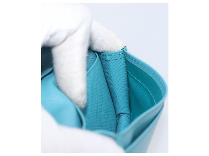 Tarjetero PRADA piel Saffiano Turquoise Blue Gold Auth BA16080A Dorado Turquesa - vista 18