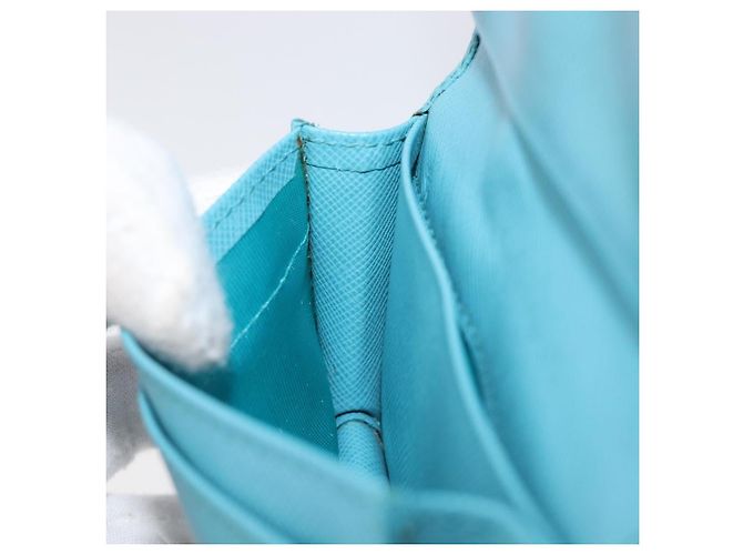Tarjetero PRADA piel Saffiano Turquoise Blue Gold Auth BA16080A Dorado Turquesa - vista 19