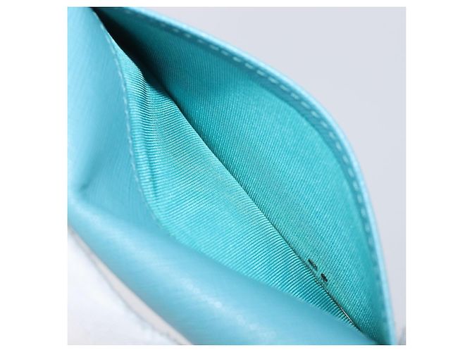 Tarjetero PRADA piel Saffiano Turquoise Blue Gold Auth BA16080A Dorado Turquesa - vista 23