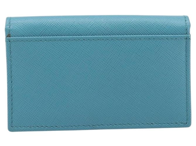 Tarjetero PRADA piel Saffiano Turquoise Blue Gold Auth BA16080A Dorado Turquesa - vista 3