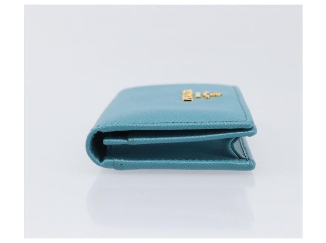 Tarjetero PRADA piel Saffiano Turquoise Blue Gold Auth BA16080A Dorado Turquesa - vista 5