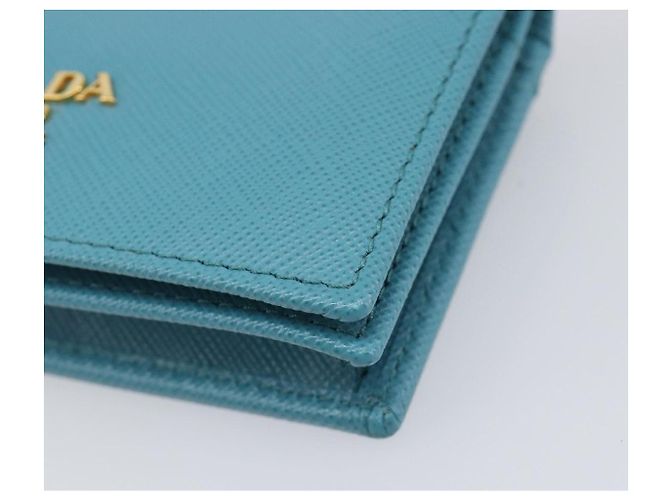 Tarjetero PRADA piel Saffiano Turquoise Blue Gold Auth BA16080A Dorado Turquesa - vista 8