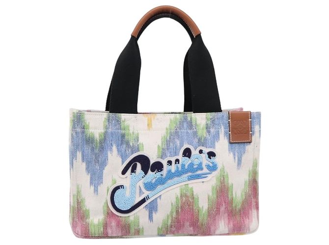 LOEWE Handtasche Canvas White Multicolor Auth ka6479V Weiß Mehrfarben - Ansicht 13