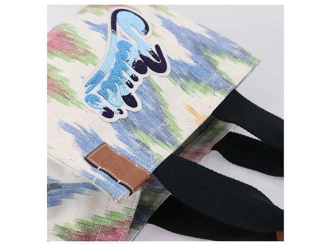 LOEWE Handtasche Canvas White Multicolor Auth ka6479V Weiß Mehrfarben - Ansicht 6