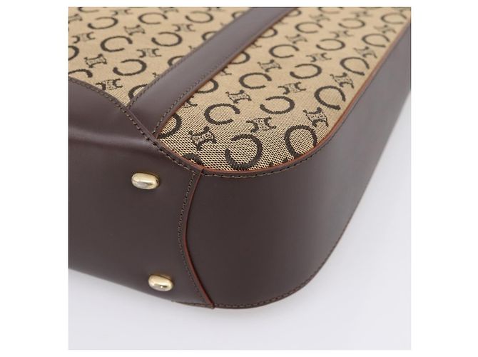 Céline Sac Cabas CELINE C Macadam Canvas Beige Ton Or Auth 207349A - vue 10