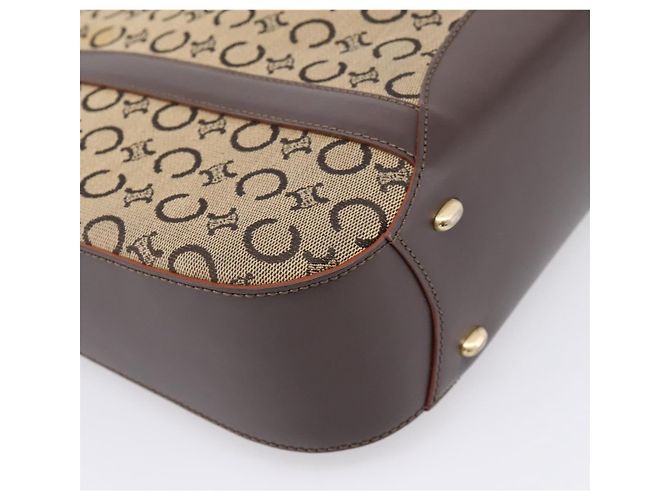 Céline Sac Cabas CELINE C Macadam Canvas Beige Ton Or Auth 207349A - vue 13