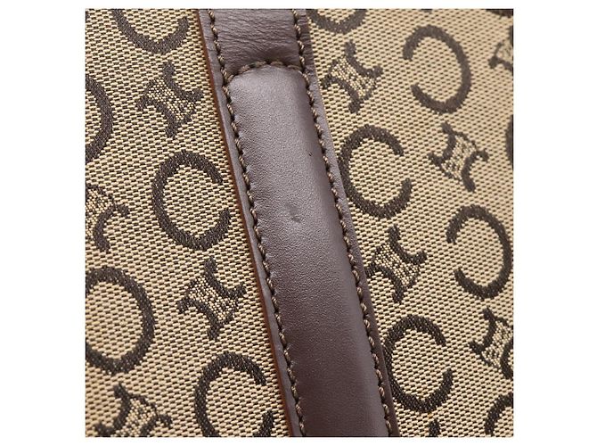 Céline Sac Cabas CELINE C Macadam Canvas Beige Ton Or Auth 207349A - vue 15