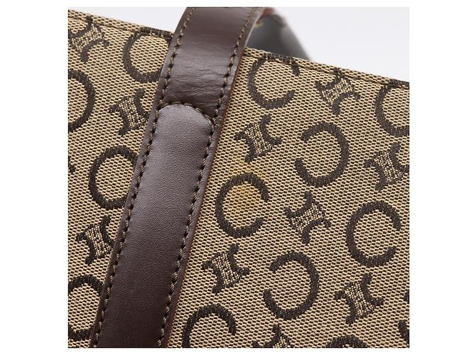 Céline Sac Cabas CELINE C Macadam Canvas Beige Ton Or Auth 207349A - vue 16