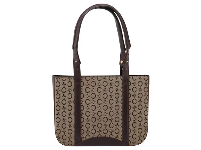 Céline Sac Cabas CELINE C Macadam Canvas Beige Ton Or Auth 207349A - vue 2
