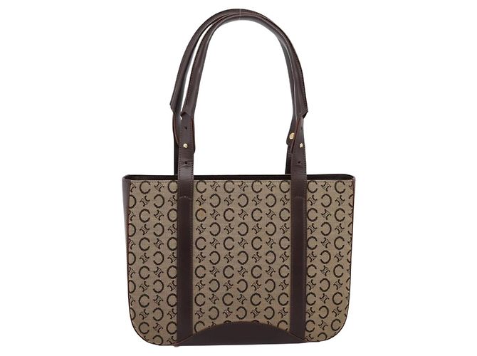Céline Sac Cabas CELINE C Macadam Canvas Beige Ton Or Auth 207349A - vue 3
