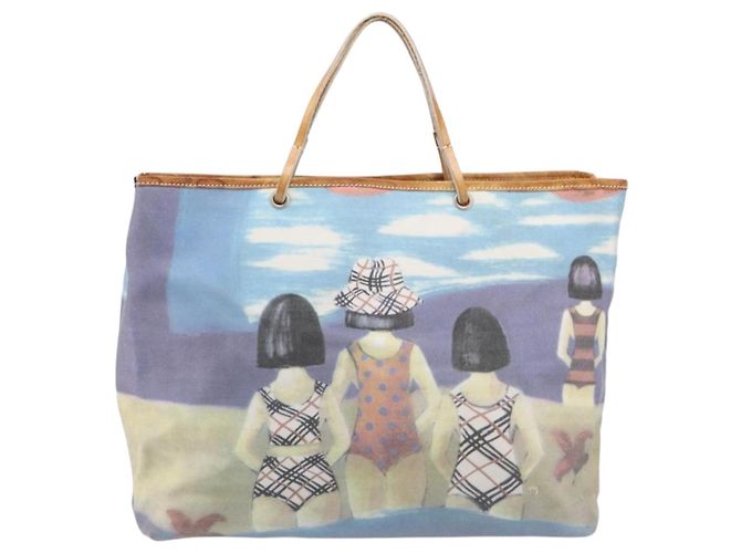 Bolso de mano BURBERRY Canvas Blue Silver Auth 205994A Plata Azul - vista 2