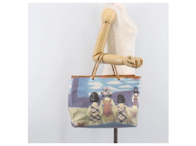 Bolso de mano BURBERRY Canvas Blue Silver Auth 205994A Plata Azul - vista 24
