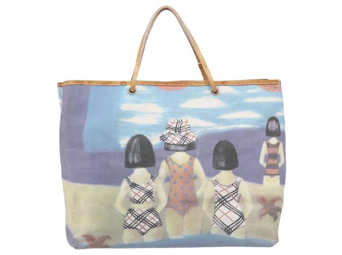 Bolso de mano BURBERRY Canvas Blue Silver Auth 205994A Plata Azul - vista 3