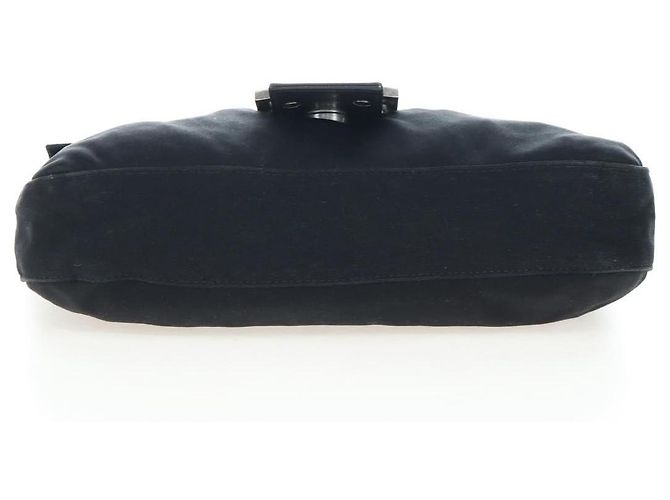 Borsa a spalla FENDI Mamma Baguette in jersey di cotone nero e argento 26424 Auth am12709A - vista 11