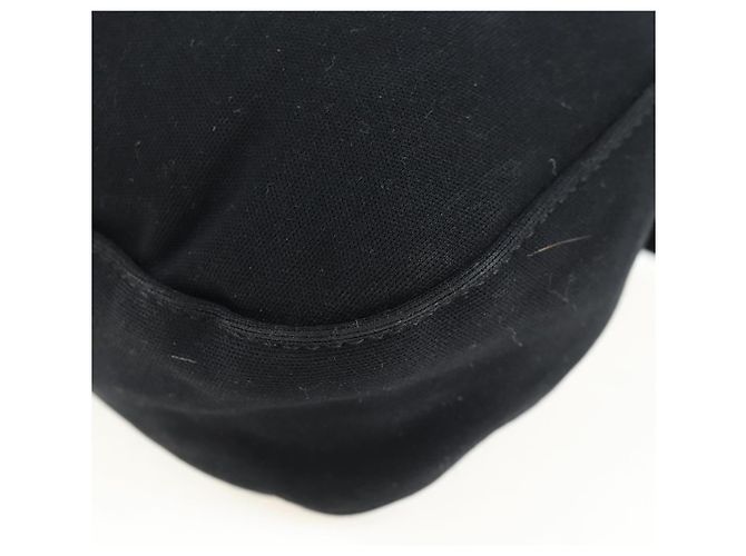 Borsa a spalla FENDI Mamma Baguette in jersey di cotone nero e argento 26424 Auth am12709A - vista 15