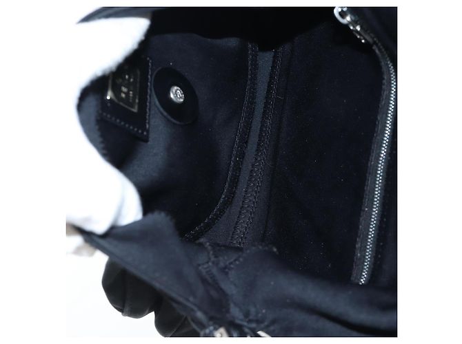 Borsa a spalla FENDI Mamma Baguette in jersey di cotone nero e argento 26424 Auth am12709A - vista 20