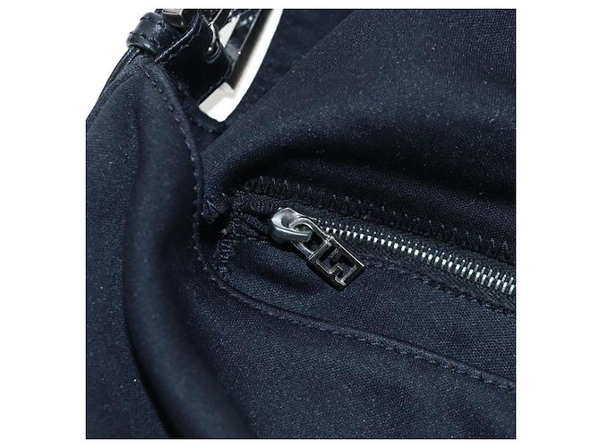 Borsa a spalla FENDI Mamma Baguette in jersey di cotone nero e argento 26424 Auth am12709A - vista 23