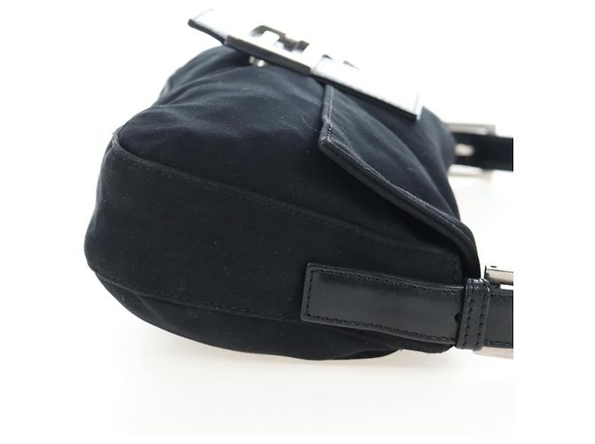 Borsa a spalla FENDI Mamma Baguette in jersey di cotone nero e argento 26424 Auth am12709A - vista 5