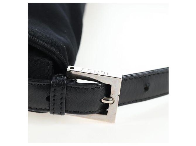 Borsa a spalla FENDI Mamma Baguette in jersey di cotone nero e argento 26424 Auth am12709A - vista 9