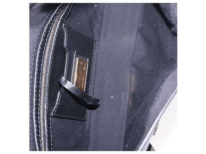 Borsa FENDI Mamma Baguette Studs Rhinestones Pelle Nero Oro 8BR600 Auth yk20953SM - vue 29