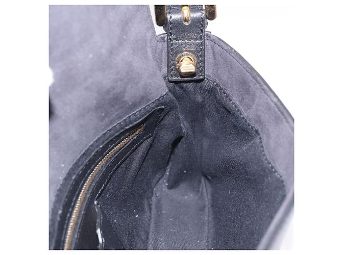 Borsa FENDI Mamma Baguette Studs Rhinestones Pelle Nero Oro 8BR600 Auth yk20953SM - vue 30