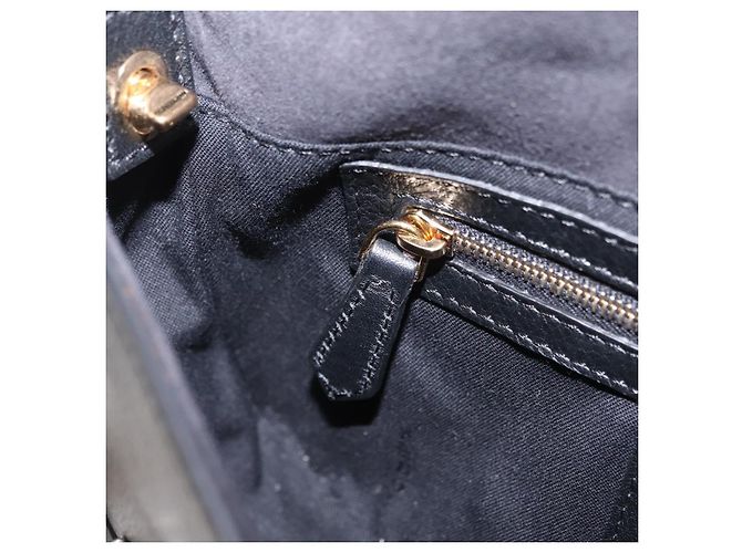 Borsa FENDI Mamma Baguette Studs Rhinestones Pelle Nero Oro 8BR600 Auth yk20953SM - vue 32