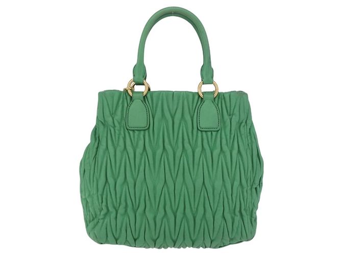 Bolso de mano Miu Miu Matelassé de cuero 2way Verde Oro Auth 167731M Dorado - vista 2
