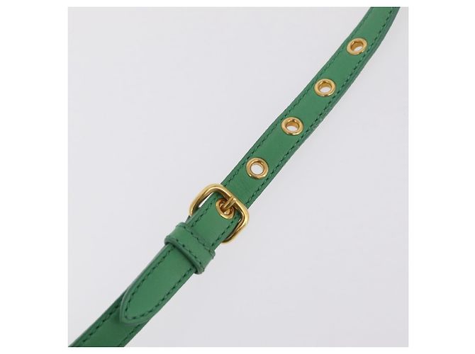 Bolso de mano Miu Miu Matelassé de cuero 2way Verde Oro Auth 167731M Dorado - vista 21