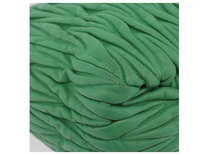 Bolso de mano Miu Miu Matelassé de cuero 2way Verde Oro Auth 167731M Dorado - vista 23