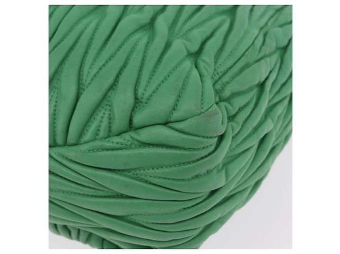 Bolso de mano Miu Miu Matelassé de cuero 2way Verde Oro Auth 167731M Dorado - vista 24