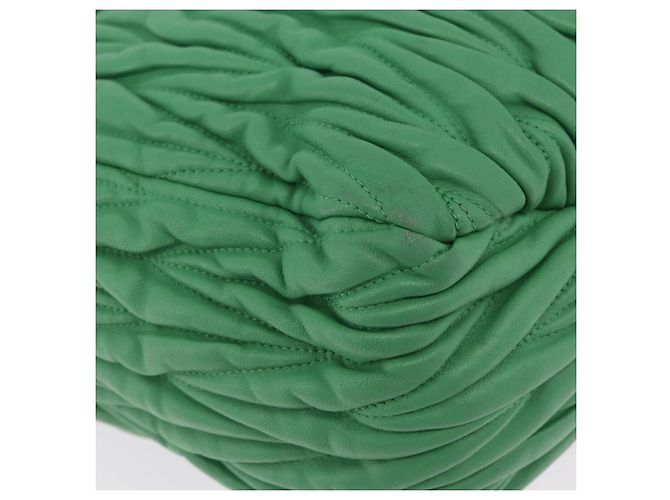 Bolso de mano Miu Miu Matelassé de cuero 2way Verde Oro Auth 167731M Dorado - vista 25