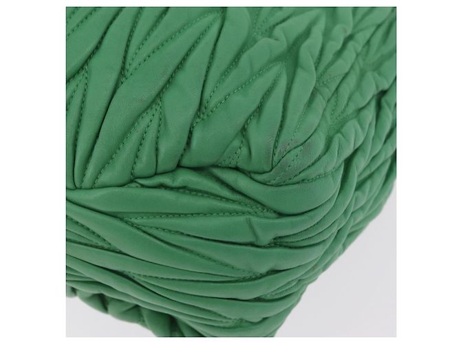 Bolso de mano Miu Miu Matelassé de cuero 2way Verde Oro Auth 167731M Dorado - vista 26