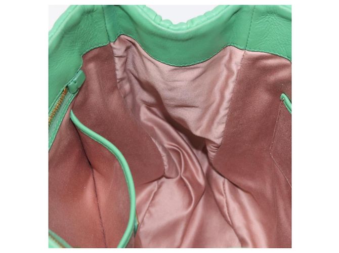 Bolso de mano Miu Miu Matelassé de cuero 2way Verde Oro Auth 167731M Dorado - vista 29