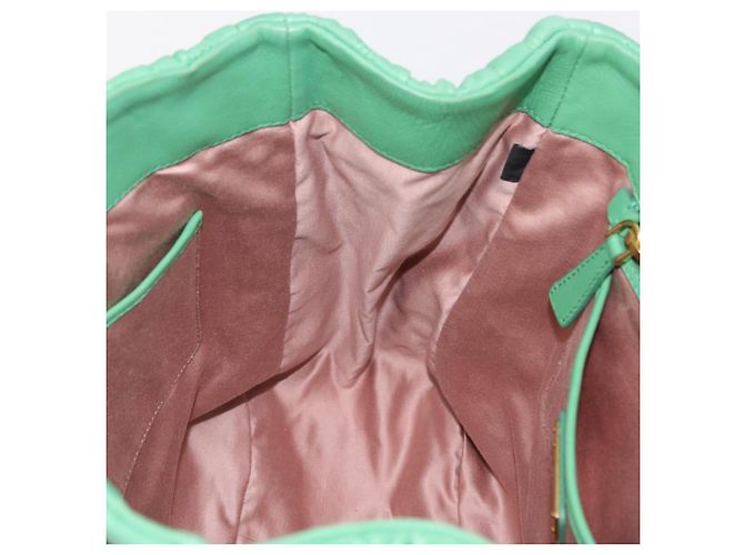 Bolso de mano Miu Miu Matelassé de cuero 2way Verde Oro Auth 167731M Dorado - vista 30