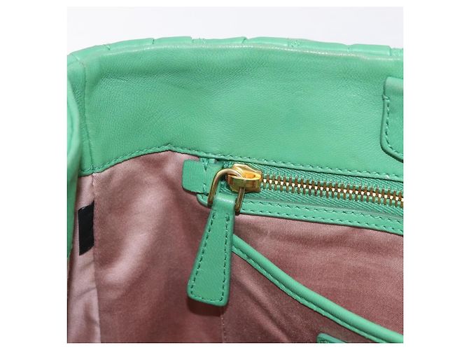 Bolso de mano Miu Miu Matelassé de cuero 2way Verde Oro Auth 167731M Dorado - vista 31