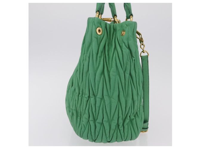Bolso de mano Miu Miu Matelassé de cuero 2way Verde Oro Auth 167731M Dorado - vista 5
