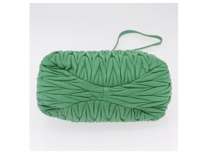 Bolso de mano Miu Miu Matelassé de cuero 2way Verde Oro Auth 167731M Dorado - vista 7