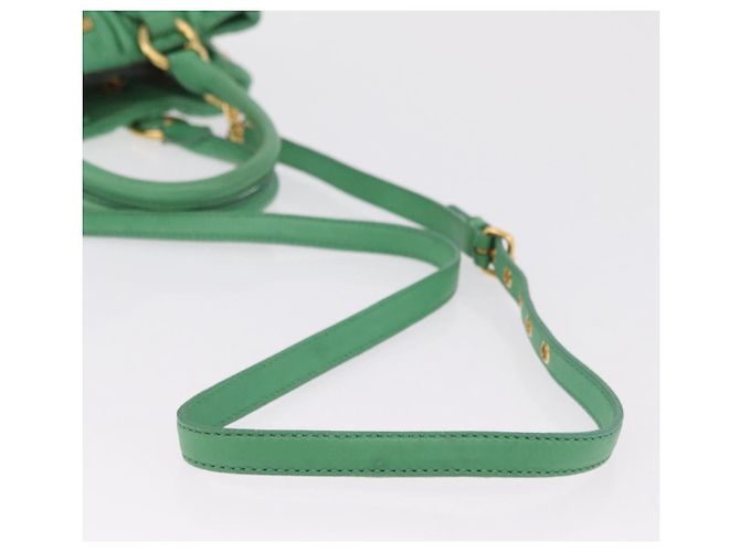 Bolso de mano Miu Miu Matelassé de cuero 2way Verde Oro Auth 167731M Dorado - vista 9