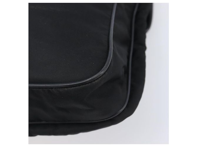 Bolsa de Ombro PRADA Nylon Preto Prata Auth 206731A - vista 12