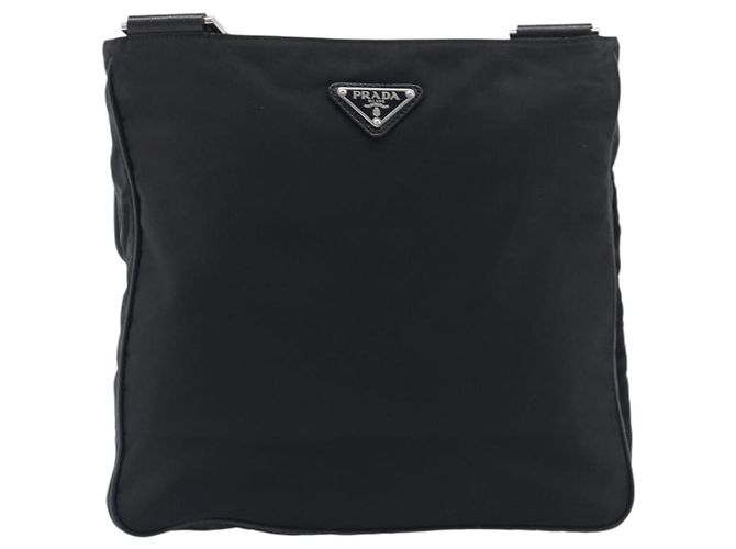 Bolsa de Ombro PRADA Nylon Preto Prata Auth 206731A - vista 3