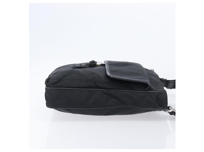 Bolsa de Ombro PRADA Nylon Preto Prata Auth 206731A - vista 4