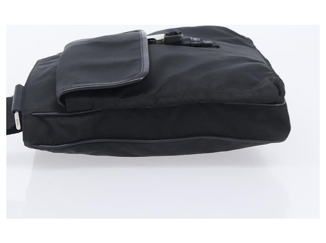 Bolsa de Ombro PRADA Nylon Preto Prata Auth 206731A - vista 5