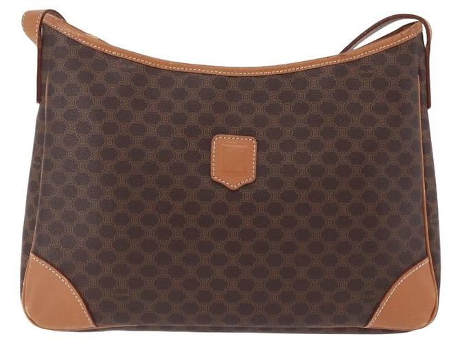 Céline Bolso de hombro CELINE Macadam Canvas PVC Leather Brown Gold Auth 206060 Castaño Dorado - vista 2